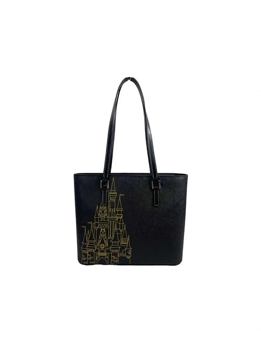Dooney & Bourke Black Tote with Gold Castle Motif